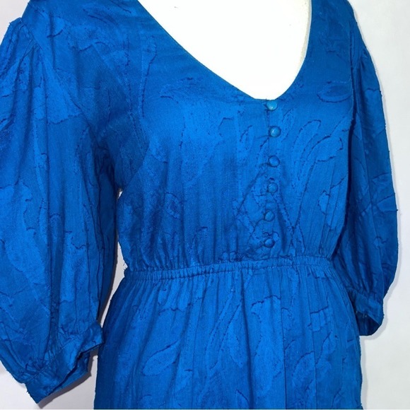 Karina Grimaldi Aspen Smalll Royal Blue Puff Sleeve Mini Dress - Picture 4 of 16